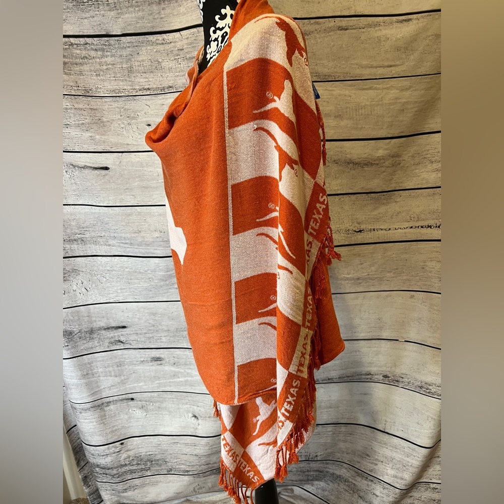 Sandol UT University of Texas Longhorns Orange Large Shawl Wrap Scarf Tassels - Picture 3 of 10